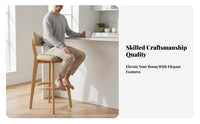 Padded Bar Stool with Backrest Built-in Footrest for Kitchen Island, Cafe