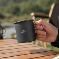Camping Mug, Aluminum Alloy, 300ml, Direct Fire Compatible, Foldable Handle, Lightweight, Outdoor, Hiking, For Coffee, Soup