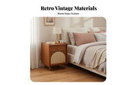 Narrow Rattan Bedside Cabinet Vintage design Narrow Rattan Nightstand for Hallway