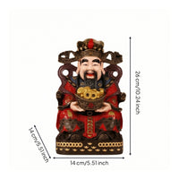 Prosperity Deity Statue Tabletop Deity of Prosperity Statue Ornate Figure with Golden Ingot for Business Owners, Collectors