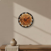 12 Inch Round Wall Clock Retro Design Wood Grain Clock Non-Ticking for Kitchen