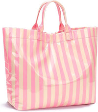Striped PVC Tote Bag with Waterproof Top Handle