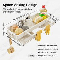 Bathroom Sink Organizer, No-Drill Wall Mount Rack for Sponges & Dishcloths, Rectangular Drain Shelf for Home Cooks, Space-Saving Kitchen for Utensils