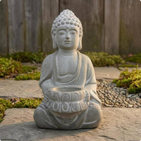 Seated Buddha Planter Floral Relief Buddha Planter Figurine Artistic Design