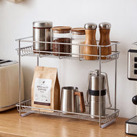 Stainless Steel Two-Tier Bathroom Organizer Shelf for Countertop