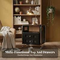 Nightstand with Drawers Ample Storage 2-Drawer Bedside Table Easy to Assemble