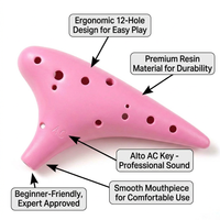 12 Hole Ocarina for Beginners, Alto C Resin Material Instrument with Carry Bag, Music Learning and Practice for Children Adults
