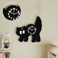 Cartoon Cat Timepiece Clock Decorative Acrylic Wall Clock Cute for Bedroom, Study, Cafe