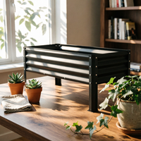 Galvanized Metal Garden Bed Corrugated Metal Raised Garden Bed Black Outdoor Growing Setup