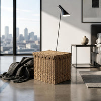 Linen Hamper Handwoven Woven Laundry Basket Lightweight Woven Laundry Hamper for Bedroom, Closet