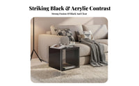 Transparent Accent Table With Wheels Bedside Cabinet Minimalist Design
