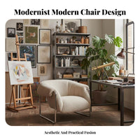 Upholstered Armchair Modernist Inspired Inspired Cylindrical Frame Armchair With Armrests Comfortable for Office Workers