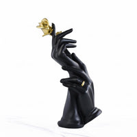 Hand Holding Blossom Statue Gold Toned Hand Holding Flower Sculpture Matte