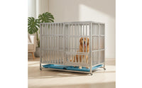 Heavy-Duty Stainless Steel Dog Crate Foldable Folding Dog Cage Rolling Kennel Secure for Indoor, Apartment