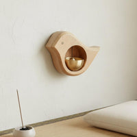 Japanese Inspired Design Entry Door Signal Bell Solid Wood Craft Bird Shaped Door Chime 2-Way Installation Shopkeeper's Bell for Entryway, Shop, Refrigerator