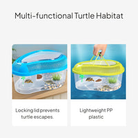 Turtle Enclosure with Lid, Portable Habitat, Basking Platform