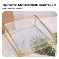Trapezoid Glass Display Case Gilded Finish Frame Lidded Glass Case Clear View