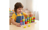 Educational Stacking Rings Colorful Circular Pieces Sorting Game Smooth Wood Educational Stacking Toy for Preschoolers, Kindergarten