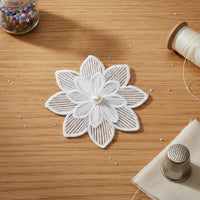20 Pieces Embroidered Flower Applique DIY White Flower Sew-on Handmade