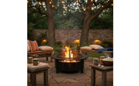 Round Fire Bowl Table Heating & Grilling Log-Fueled Fire Bowl Table Multi-Functional for Backyard, Garden