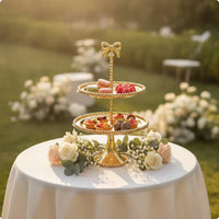 Tiered Stand with Mirrored Trays Ornate 2-Tier Dessert Stand Decorative Cupcake Display Display Stand for Party Hosts, Brides, Afternoon Tea