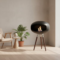 Tripod Fireplace Freestanding Liquid Biofuel Fireplace Matte Black for Terrace