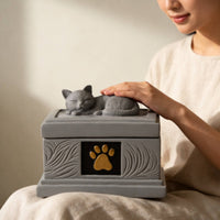 Resin Feline Memorial Box Decorative Finish Pet Memorial Keepsake Handmade