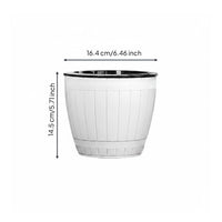 Self Watering Planter Faux Wood Grain Barrel Design Flower Pot Prevents Root
