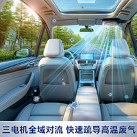 Car Ventilation Fan with Air Circulation, ABS, Smart Battery Display