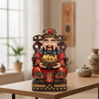Prosperity Deity Statue Tabletop Deity of Prosperity Statue Ornate Figure with Golden Ingot for Business Owners, Collectors