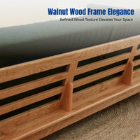 Nordic Solid Wood Sofa, Modern Minimalist Fabric Couch, Living Room Set, Walnut Wood, Removable Cover