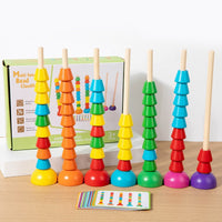 Geometric Matching Column Toy for Hand-Eye Coordination Color Sorting Bead Counting Educational Toy for Children