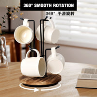Wooden Rotating Coffee Cup Holder Rack for Living Room and Bar