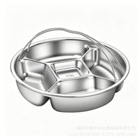 316L不锈钢分格蒸盘带提手餐盘定量减脂圆形餐盘多功能料理蒸笼