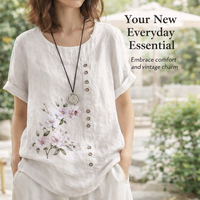 Going Out Tops for Women in Boho Style with Floral Embroidered Design, Linen Blend Summer for Airy Comfort, Plus Size Spring Clothes