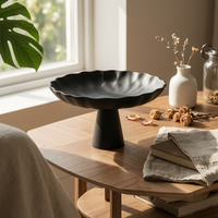 Pedestal Tray Decorative Fruit Bowl with Pedestal Textured Footed Bowl for Simplicity Lovers, Entryway