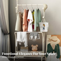Rolling Coat Rack with Shelves unrestrictedstanding Clothes Stand Space-Saving for Hotel