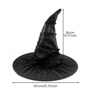 Black Pointed Witch Cap Taffeta-Style Black Witch Hat Lightweight