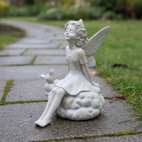 Mist Fairy Ornament Weather-Resistant Resin Fairy Garden Statue Handmade Feel Outdoor Decor for Balcony