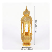 Castle Incense Holder Gold-Tone Hollow Castle Censer Ornate Incense Holder with Tray for Prayer Room, Entryway