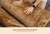 Warm Coral Fleece Sleeping Bag, Foldable, Camping, Nap