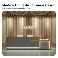 Modern Reception Desk Sturdy Construction Minimalist Cashier Effortless Assembly Assembly Modern Checkout Counter with Storage F or Wellness Center