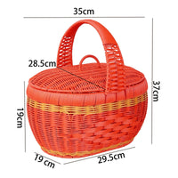 Lidded Picnic Basket Woven Design Wicker Picnic Basket Breathable