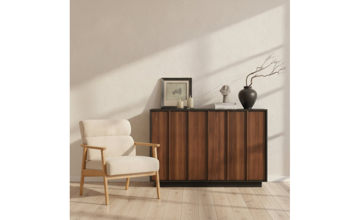 Low-Height Storage Cabinet Freestanding Floor Cabinet Minimalist Credenza Self-Assembly for Dining Room, Hallway