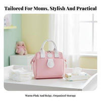 Small Diaper Bag Multi-Compartment Mini Caregiver Bag Detachable Strap Convertible Diaper Tote for Moms, Travel, On the Go