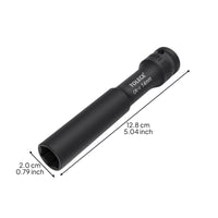 power outlet, 1/2" drive, extended length hex socket, thin wall, suitable for air powered wrenches, auto repair, sturdy duty.