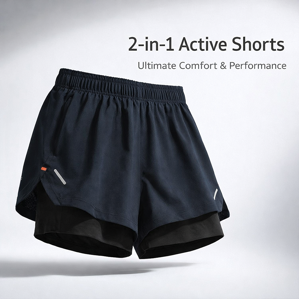 Running Shorts Womens 2 in 1 with Phone Pocket for Gym, Quick Dry Moisture Wicking Ice Silk Material, Anti-Exposure Liner for