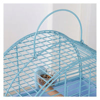 Portable Bird Cage for Parrots and Cockatiels, Medium Size Metal Wire Carrier with Stand Perch and Handle, Small Animal Parakeet and Budgie Use