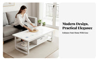 2-Tier Coffee Table Modern Design 2-Tier Rectangular Table Rounded Corners Nordic Design for Homeowners, Office Reception