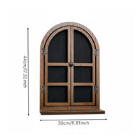 Arched Window Blackboard Wood Grain Wall Blackboard Paneled for Cafe